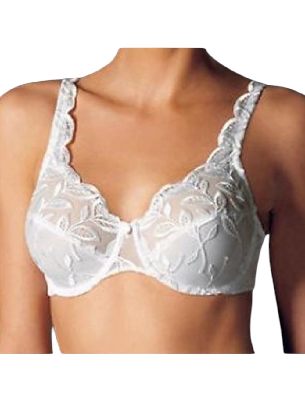 Bali White Embroidered Desire Lace Underwire Minimizer Bra SZ 36 C NWTS!